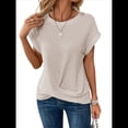 thumbnail image 2 of Camisetas para Mujer, Camisetas Informales con Mangas Murciélago Lisas y Dobladillo Cruzado, Camisetas Ajustadas A Lechoso XL, 2 of 8