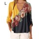 thumbnail image 1 of Blusa Camisa con cuello en V y estampado floral Blusa suelta de manga larga Top de mujer, Amarillo, L sidaley AP002021-27, 1 of 5