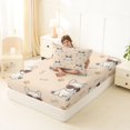 thumbnail image 4 of Manfei Sunglass French Bulldog Twin Fitted Sheet, Cute Paw Bone Bedding, Cream Beige, 2-Piece, 1 Fitted Sheet and 1 Pillowcase, 4 of 6