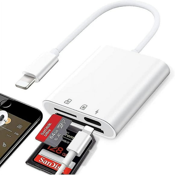 SD Card Reader for iPhone iPad 3 in 1 Memory Card Reader Plug and Play Micro SD Card