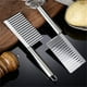 thumbnail image 4 of Cortador de patatas de acero inoxidable | Cuchillo para cortar verduras corrugado | Mango ergonómico de acero | Cuchilla ondulada para verduras, patatas, frutas, carne | Resistente a la oxidación, 4 of 7