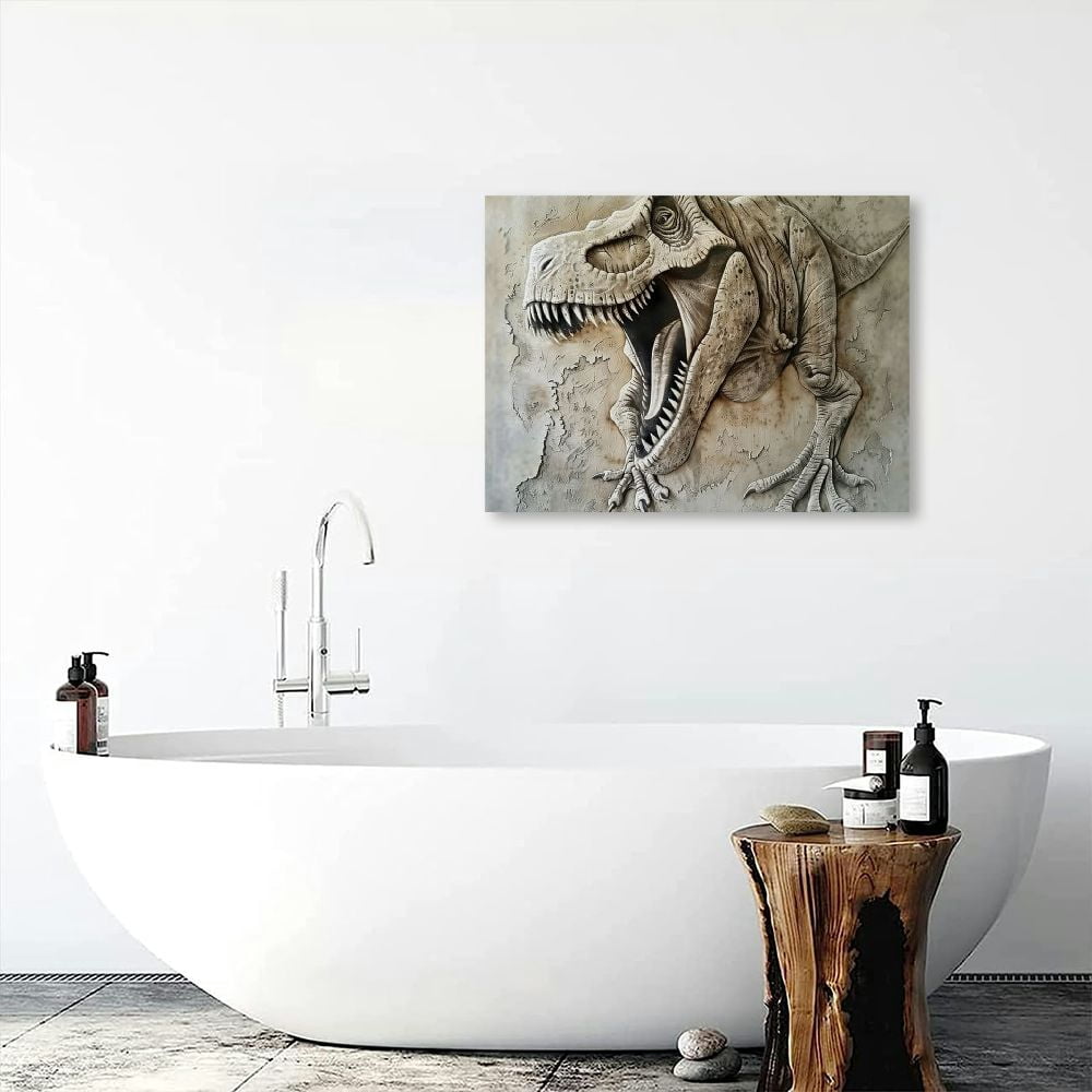 Nawypu Dinosaur Wall Art,Jurassic Wall Decor, Animals Indoor Canvas Art, Dinosaur Art Poster Print, Modern Home Living Room Bedroom Boys Room Wall Art