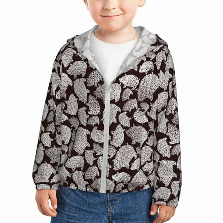 

Goofa Hand Drawn Pig Printed Kids Zip-Up Hoodie Girls Boys UPF50+ Sun Protection Jacket Hooded Cooling Shirt-4 Years