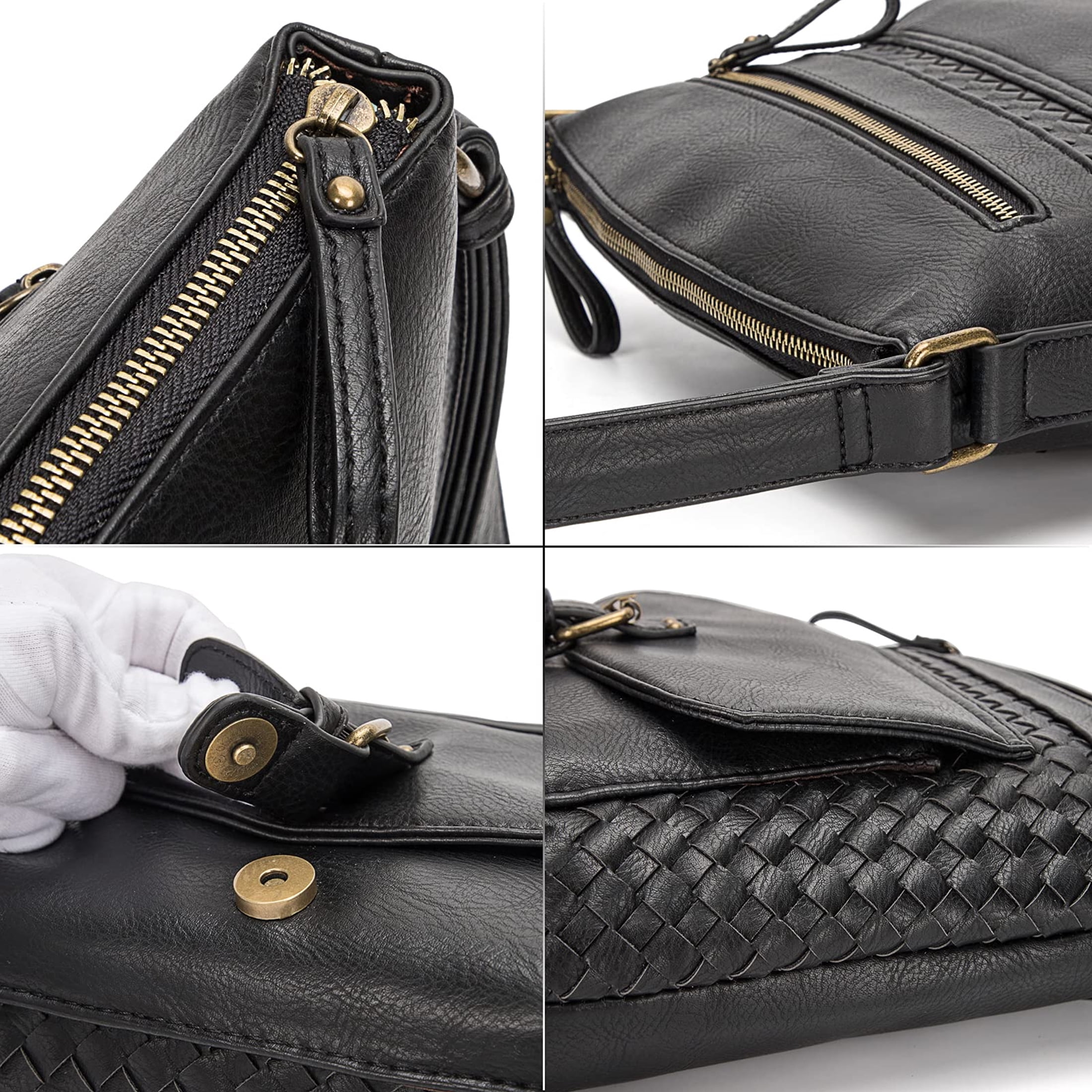 KouLi Buir Crossbody Purses for Women Soft PU Leather Fashion Shoulder Handbags (Black)