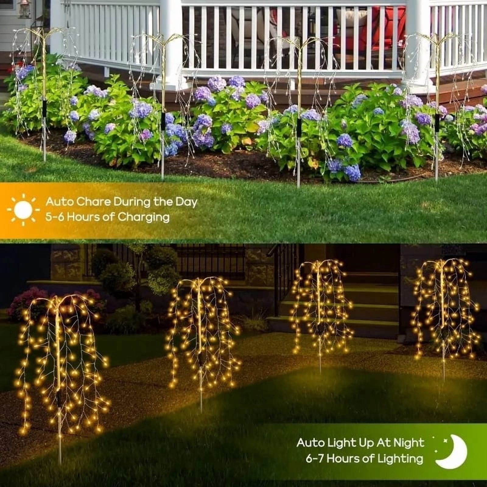 Cinvoph Solar Garden Lights Outdoor 120 LED Decorative Firework Solar Lights Waterproof Garden Decor for Yard Patio Pathway Courtyard Lawn Landscape 24"