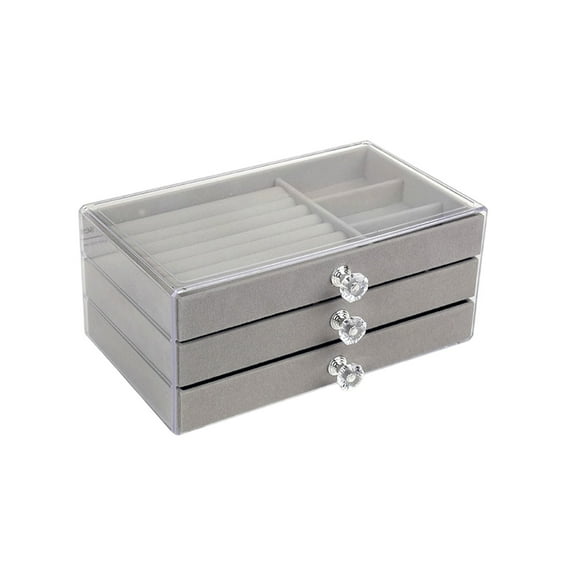 JingChun Velvet Jewelry Organizer, Stackable Display Storage Earrings Necklace Rings Bracelets Box Holder Case for Women