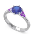 thumbnail image 2 of Diamond-Capitals 2.15 Carat Round Cut Blue Sapphire & Amethyst Gemstone Unique Wedding Ring for Women Solid 18K White Gold Size 10, 2 of 7