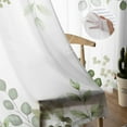thumbnail image 5 of Green Eucalyptus Leaves Sheer Curtains 63 Inches Length 2 Panels Set, Window Sheer Curtains for Living Room/Bedroom, Summer Botanical Weeping Light Filtering Rod Pocket Curtain 52'' x 63'' x 2, 5 of 7