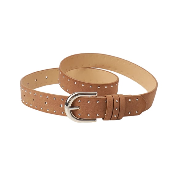 SWSMCLT Women's Metal Belt For Dress Buckle Belt Fashion Faux Leather Metal Buckle Basic Vintage Adjustable Belts Umber X-Small-Large