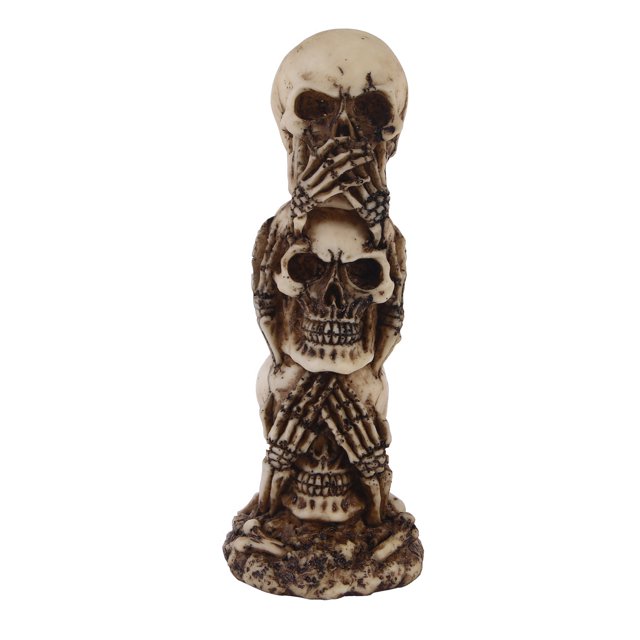 No ver el mal No oír el mal No hablar sin mal Estatuilla de calavera apilada Torre Decoración de mesa gótica 7,5 H