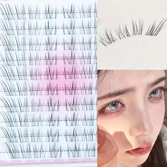 10 Rangées de Cils Inférieurs Sans Colle pour Débutants Faciles à Utiliser Tige Transparente Sans Colle Naturelle