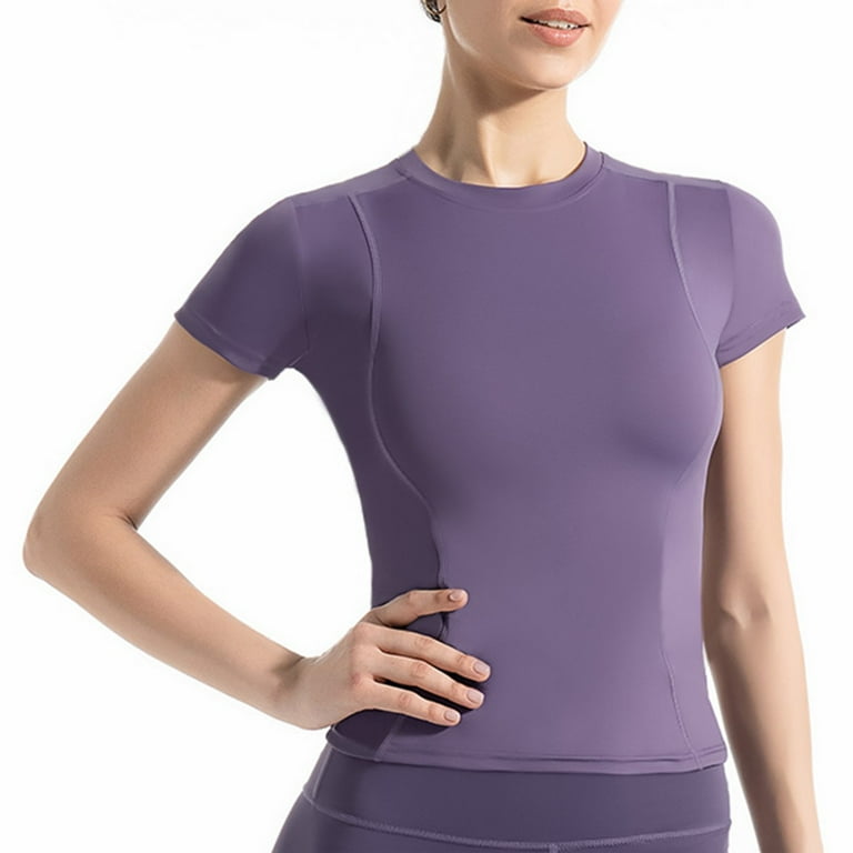 Baiways Workout Tops for Women Short Sleeve Compression Athletic Shirts Seamless Dry Fit Yoga Gym Clothes Walmart