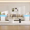 thumbnail image 4 of Homfa Set of 2 Bedroom Nightstands with LED Lights & Charging Station, Modern End Side Table with 2 Drawers & Floating Top for Living Room, White, 4 of 8