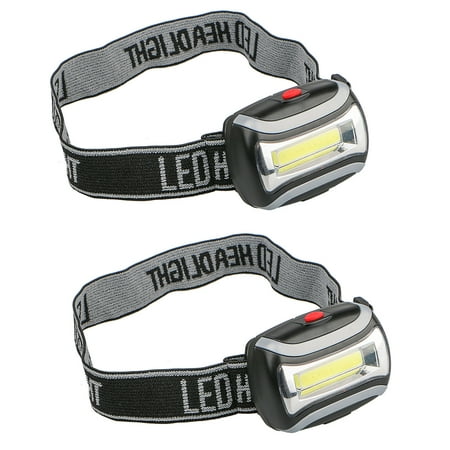2-pack 5W 800LM 3-Mode Battery Operated COB Head Light LED Headlamp Flashlight for Camping Night