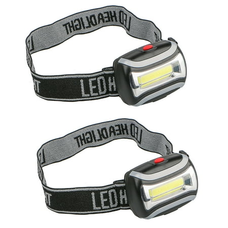 - 2-pack 5W 800LM 3-Mode Battery Operated COB Head Light LED Headlamp Flashlight for Camping Night Fishing