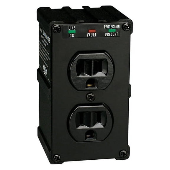 Tripp Lite ULTRABLOK 2-Outlet Surge Protector, Direct Plug-In, 1410 Joules, Diagnostic LEDs, Black Metal Housing