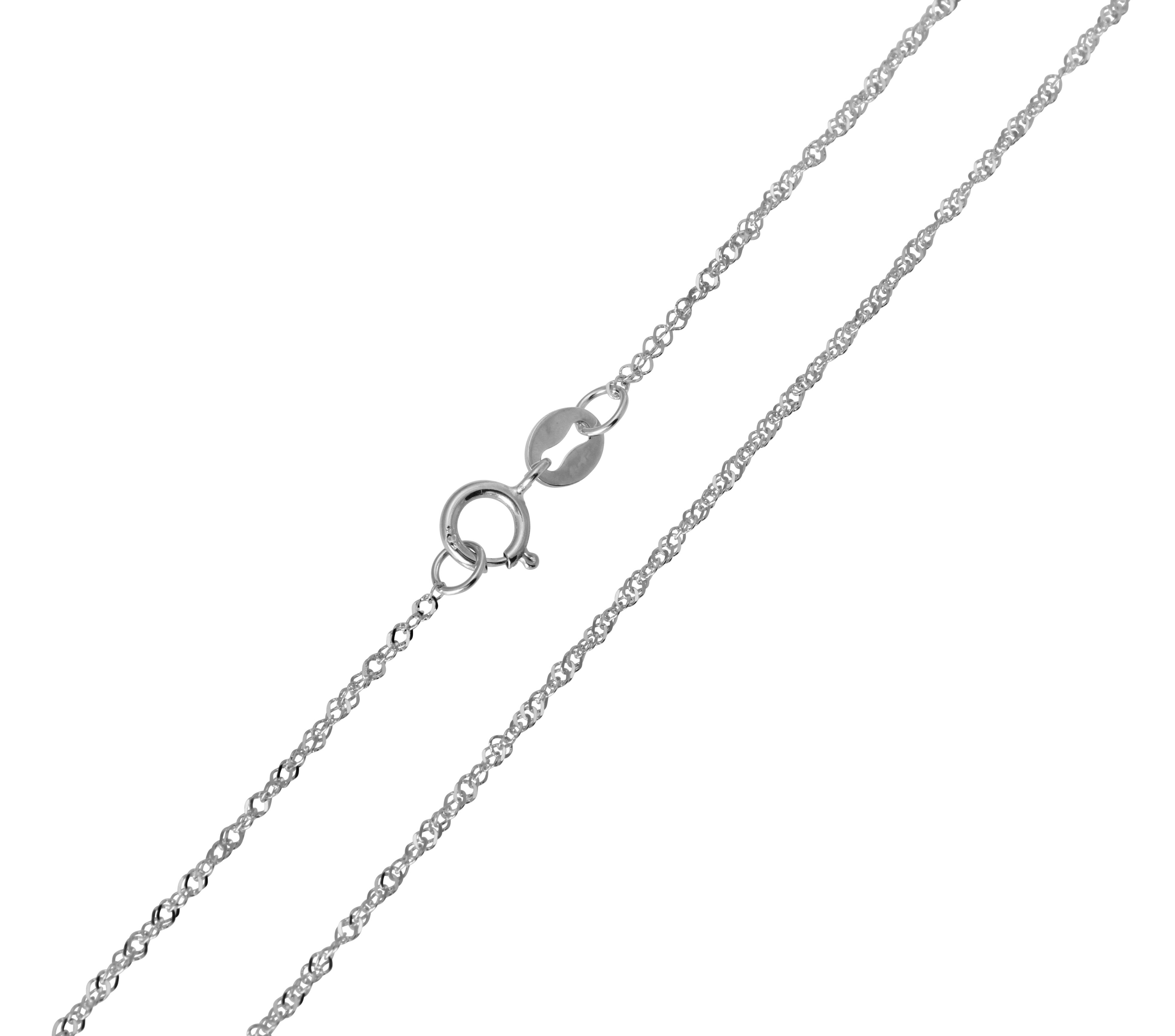 14K Real White Gold Singapore Light Thin Chain Necklace 0.8mm Width for ...