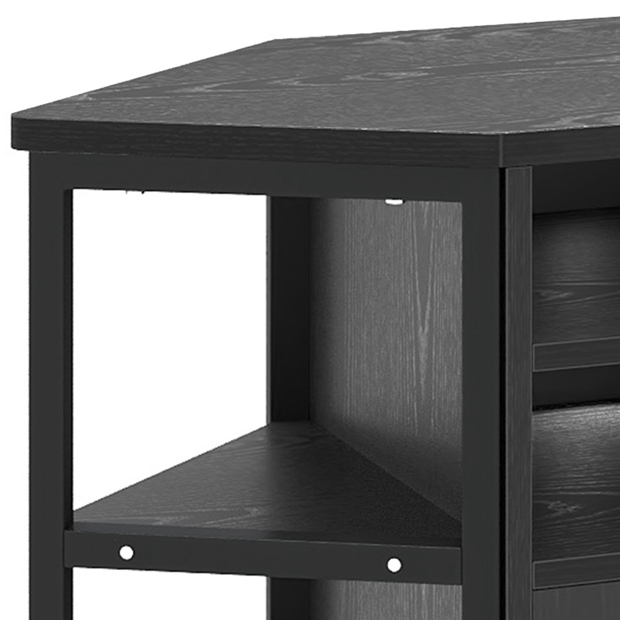 Uforic Corner TV Stand for TVs up to 55", Farmhouse Entertainment Center with Power Outlet, Black