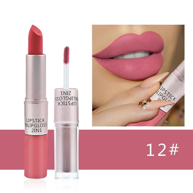 2 In 1 Lipstick And Liquid Lipgloss Double Head Lipstick Exquisite And Attractive 24 Hour Lip Stain Moisturizing Longlasting Can Be Use For Eye Shadow , Color Lipstick