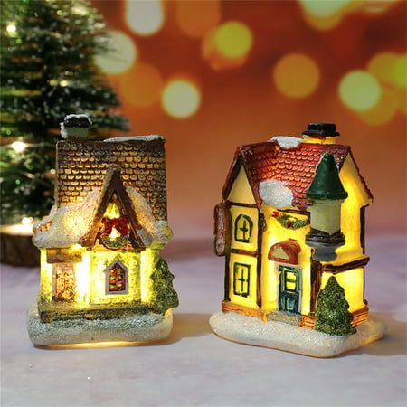 Travelwant Christmas Village Lighted Xmas Village Houses with Figurines Small Christmas Town Scene Collectible Holiday Village Decorations Displays
