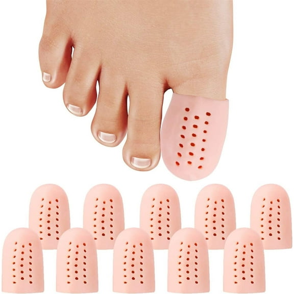Casewin 10 Pcs Big Toe Caps Breathable Gel Toe Cover Protector Sleeve Great to Cushion Toe and Provide Pain Relief from Corns, Blisters Toenails for Woman and Man