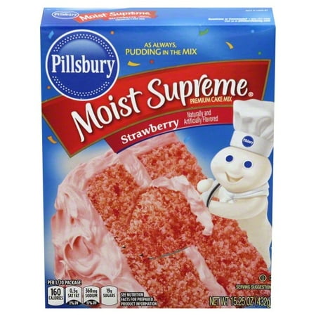 (4 Pack) Pillsbury Moist Supreme Strawberry Premium Cake Mix, 15.25