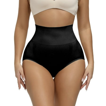 

Seamless High Waist Underwear Solid Color Abdomen Hips Burning Body Sculpting Panties Black