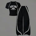 thumbnail image 3 of HCNTES Tween Girls Clothes 2PCS Sets Short Sleeve Letter NEW YORK USA EXTRAORDINARY Print Crop Tops & Flare Pants Summer Outfits Teen Girls School Clothing Set 5T-14T, 3 of 6