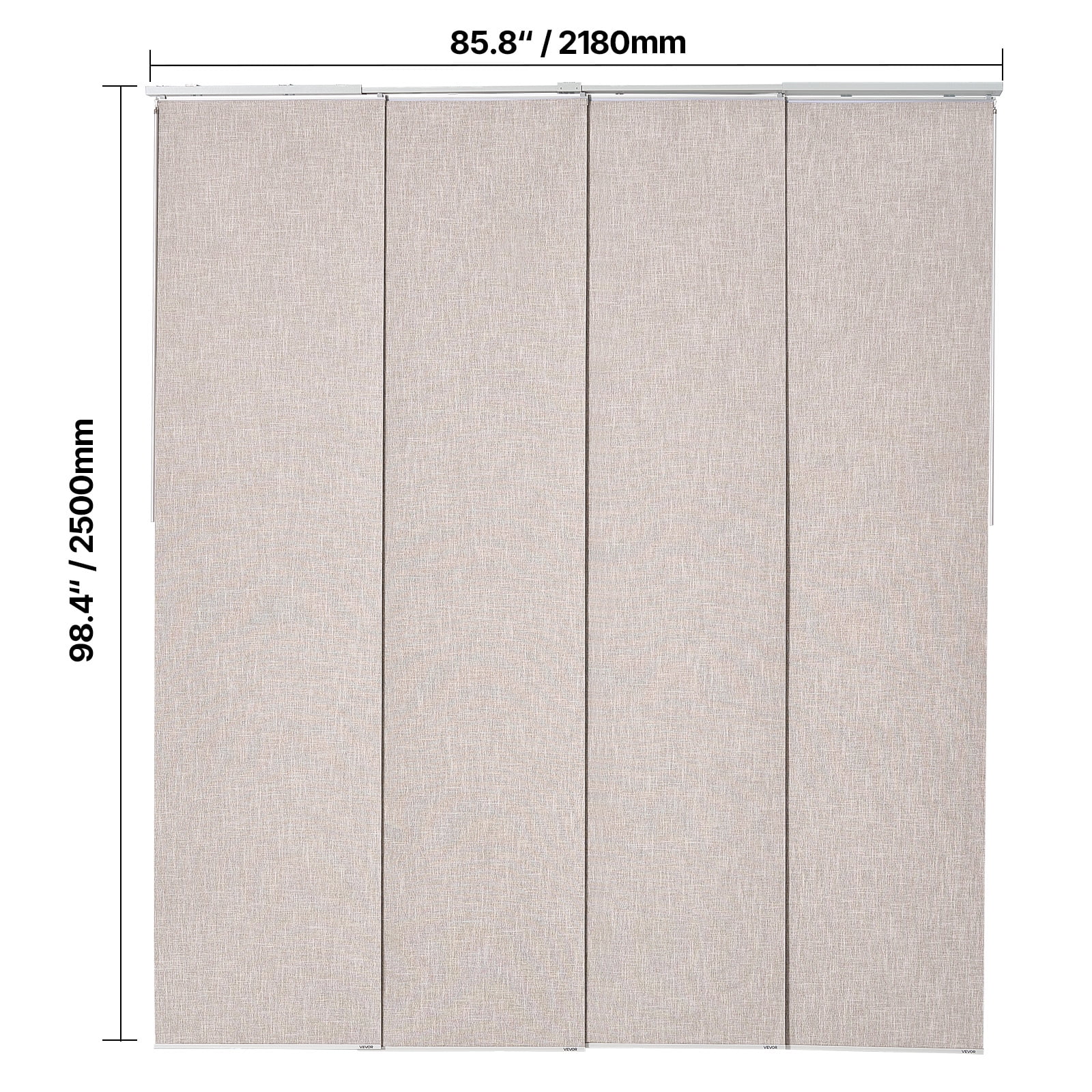 VEVOR Panel Track Blinds,Extendable Track from 45.8 in to 86 in W, Trimmable Panel Curtains Up to 96 in H, Vertical Blackout Panel Blinds for Sliding Doors, Patio Doors, Room Divider, Windows, Brown