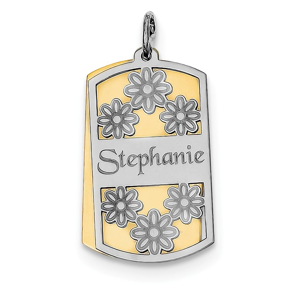 Silver Yellow Plated Flower Charm 25mm