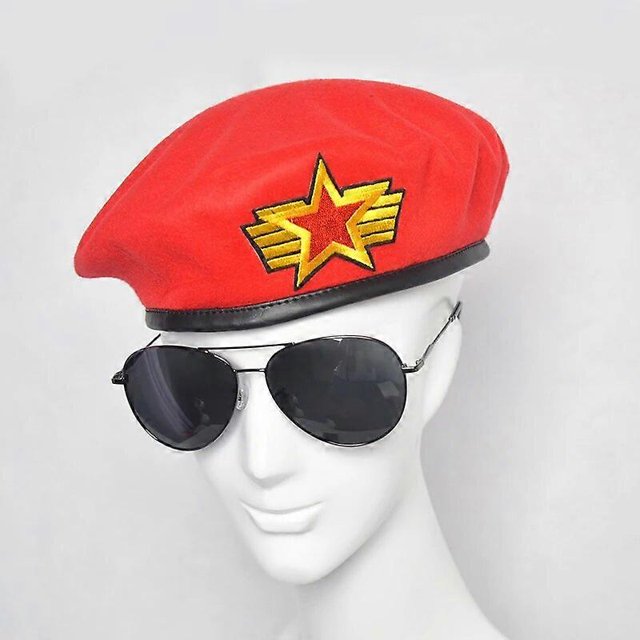 Men Women Wool Felt Berets Metal Badge Decor Sailors Dance Stage Performance Hat Military Fans Army Cap Security Cap Adjustable
