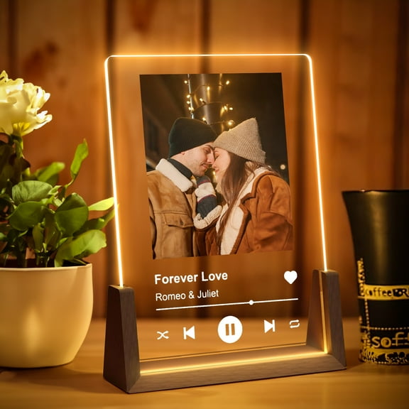 Gresahom Personalized Mothers Day Gift for Mom, Customized Acrylic Plaque Printed with Photos, Custom Picture Frame with LED(5x7inch)