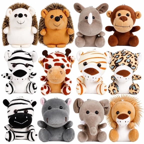 PANGTON VILLA 12-Pack Small Plush Forest Animal Toys for Kids, Decor, Gift, Hanging