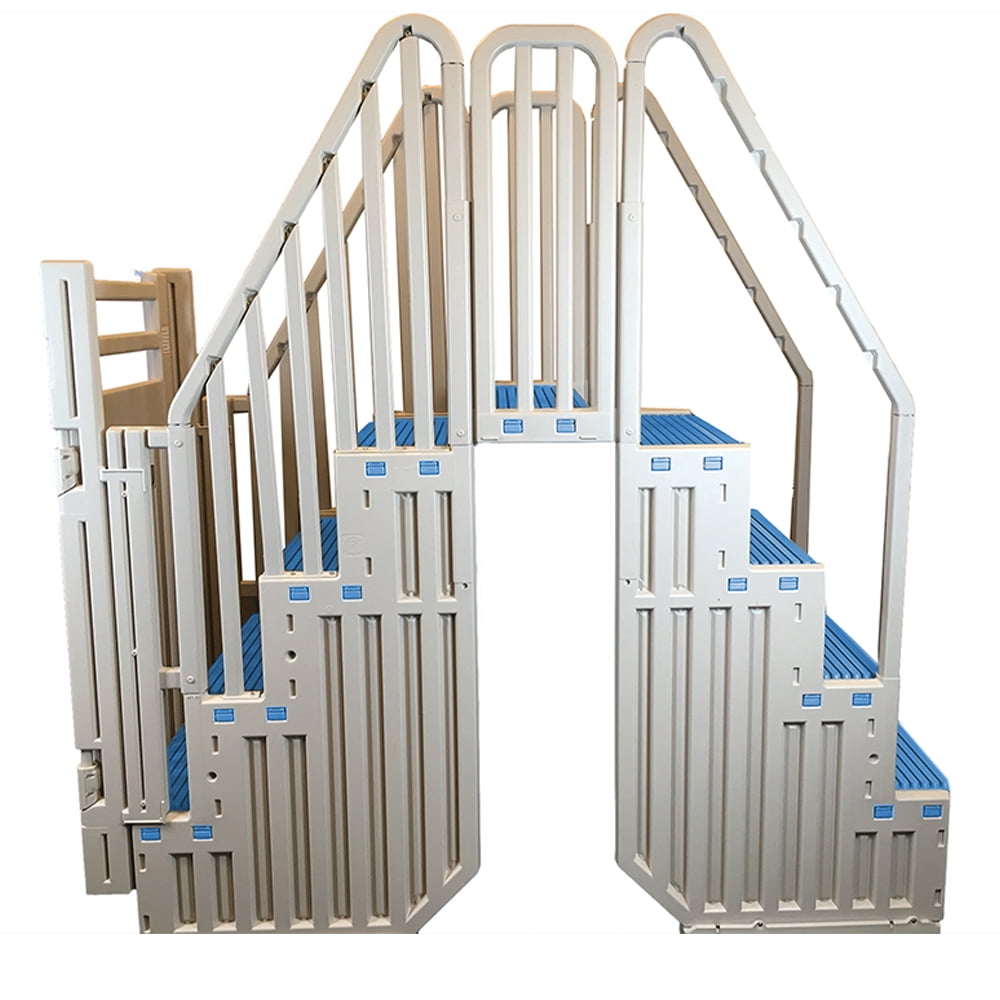 Confer Entry System For Above Ground Pools White with Blue Treads