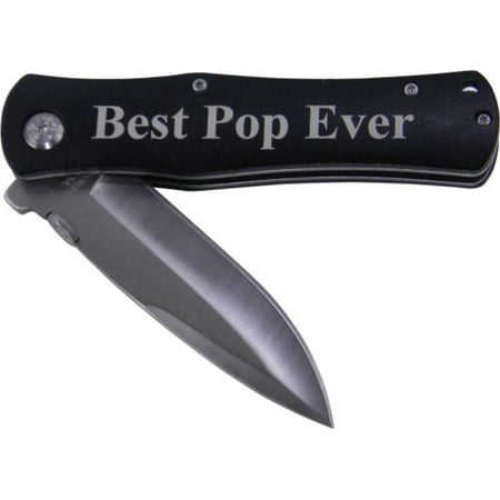 Best Pop Ever Folding Anodized Aluminum Pocket Knife with Clip, (Black