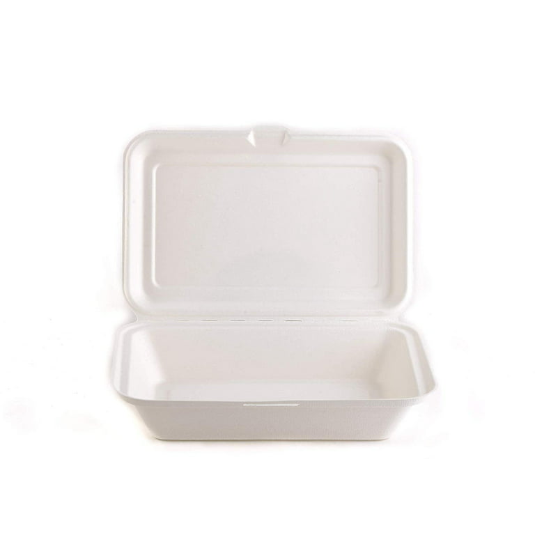 100 Count - Biodegradable 9x9 Take Out Food Containers with Clamshell  Hinged Lid - Eco Friendly Sugarcane Bagasse 100% Compostable, Recyclable,  ToGo