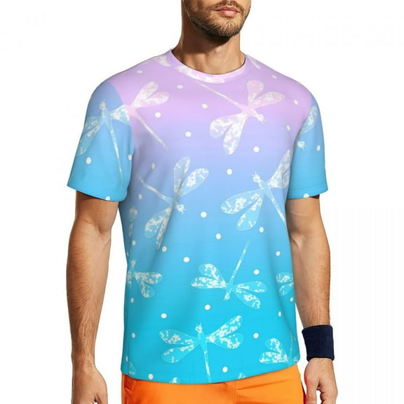 Ombre Dragonfly Gym T-Shirt Abstract Design Harajuku T Shirts Men Vintage Tshirt Summer Sh