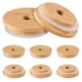 thumbnail image 1 of KAKOWELY 8pcs Wide Mouth Mason Jar Lids Regular Canning Lids Reusable Bamboo Jar Drinking Lids with Straw Hole,2.76"X2.76"X0.79", 1 of 4