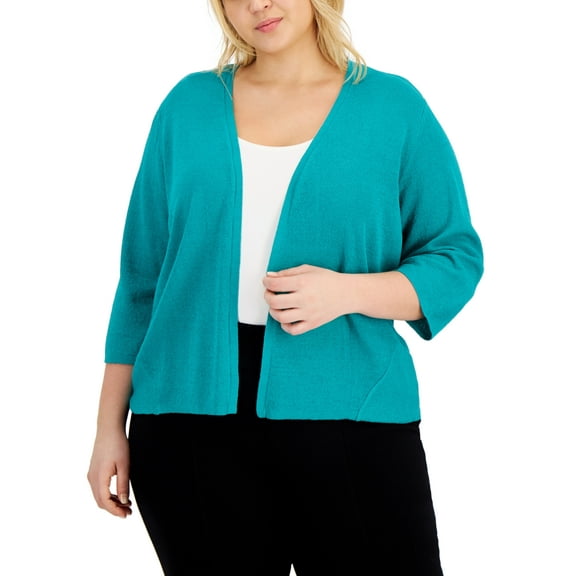 Alfani Women's Open Front Cardigan Blue Size 3X