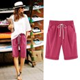 thumbnail image 2 of ZUKMRJPC Shorts for Women 2025 Casual Summer Beach Drawstring Shorts with Pocket Knee Length Loose Cute Vacation Short, 2 of 4