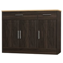 Modern Farmhouse Sideboard Buffet Cabinet with Storage with 3 Doors, 42"Barn Doors Buffet Cabinet with Storage, Wood Coffee Bar Cabinet with Adjustable Shelf for Kitchen, Living Room,Brown