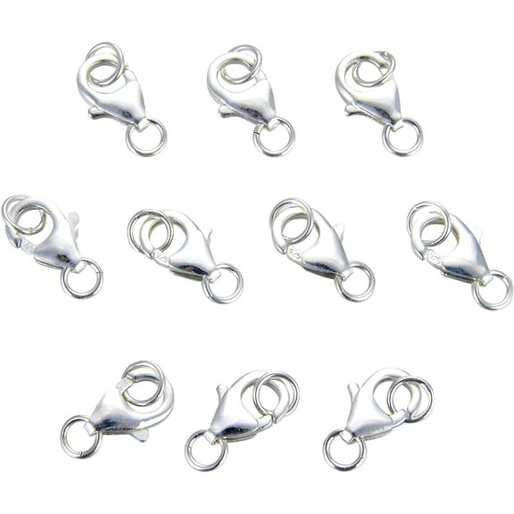 JESOT 10Pcs 925 Sterling Silver Safety Lobster Claws Clasp with Closed Jump Rings