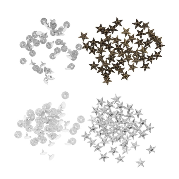 Juegos de Clavos de Remache de Estrella de Aleación de Metal Perfecl para Bolsos de Ropa de Artesanía Cuero Pernos prisioneros del remache de la estrella perfecl Pernos prisioneros del remache de la estrella