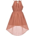 thumbnail image 2 of Girls Dress Coffee Brown Swiss Dot Hi-lo Halter Chiffon Bridesmaid 7 Years, 2 of 5