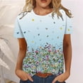 thumbnail image 2 of Camiseta de manga corta suelta con cuello redondo y estampado informal de verano a la moda para mujer Pompotops hkajfhjk465929, 2 of 5