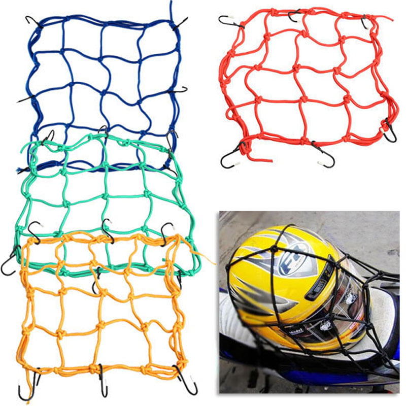 Bungee Motorcycle Helmet Cargo Net 6 Hooks Luggage/Package Cargo Net Load Cover Cord Web-Yellow