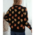 thumbnail image 4 of SWSMCLT Women's Soft Knit Sweater Maple Long Sleeve Pullover Sweaters Leaf Printed Winter Top Crewneck Fashion Warm Spring Loose Short Black Medium, 4 of 5