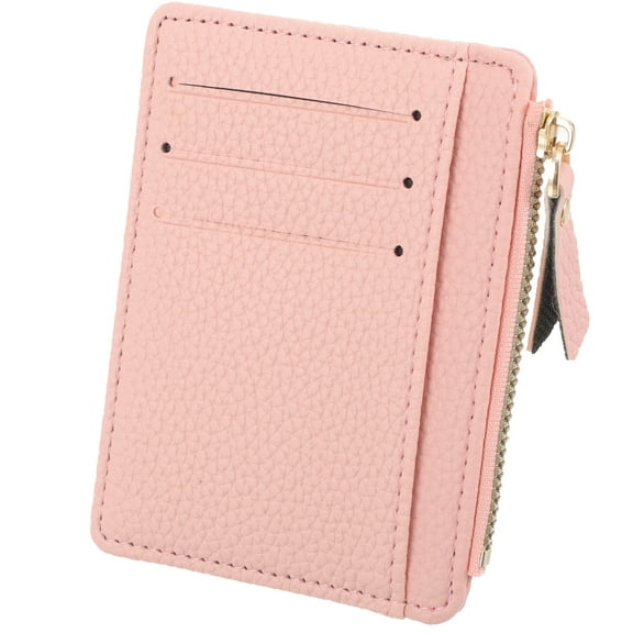 unbranded Women's Ultra-thin Card Holder Coin Purse Zipper Credit 1pcs (card Pink) Small Wallet