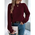 thumbnail image 2 of Sweaters for Women Fall Fashion 2025 Trendy Long Sleeve Pullover Lantern Knit Sweater Tops Wine Red S, 2 of 8