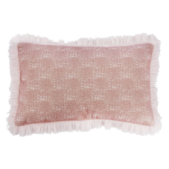 21" x 13.5" Pink Pillow with White Fringe by Ashland